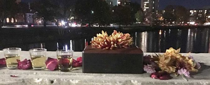 Ashes on bridge at Charles River, Boston